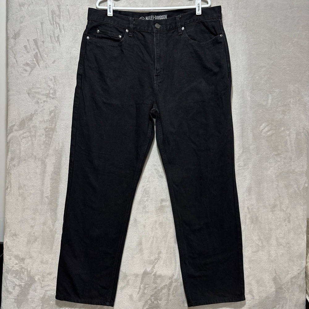 Harley Davidson‎ Original Straight Denim Jeans Mens 38x30 Black 100% Cotton